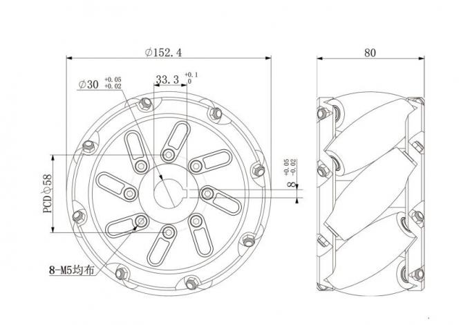 6 pulgadas de 152 mm de trabajo medio Mecanum ruedas China 0